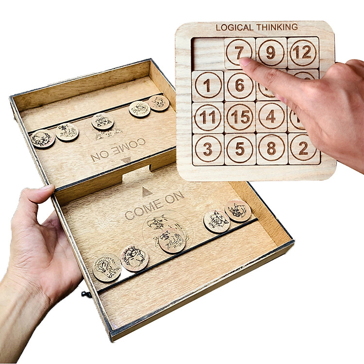 Bộ 2 Đồ Chơi Cờ Búng Xuyên Lỗ Và Bảng Trượt Trò Chơi Ghép Số Đồ Chơi Bằng Gỗ Benrikids