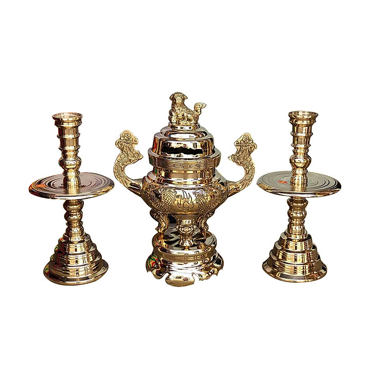 Bộ lư tròn truyền thống 42cm bằng đồng CT