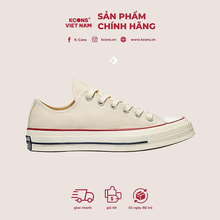 Chuck 70 Parchment Low | Giày Converse 1970s Kem Cổ Thấp Egret 162062C