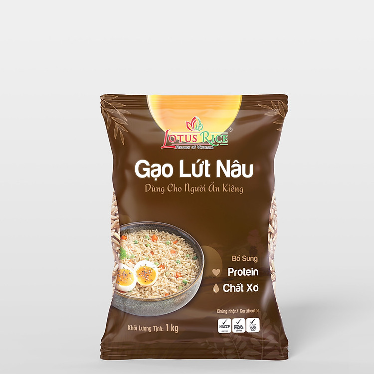 Gạo Lứt Nâu Lotus Rice 1kg - Tốt cho người ăn kiêng - Dễ ăn dễ nấu