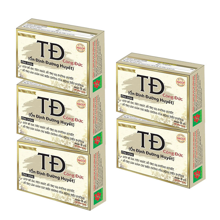 Bộ 5 hộp Ổn định đường huyết Công Đức, hỗ trợ hạ đường huyết cho người bệnh tiểu đường