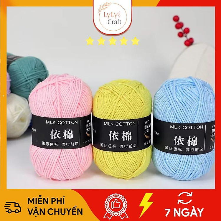 Cuộn Len Milk Cotton 50gr Mềm Mịn Đan Móc Thú Bông Khăn Áo Dành Cho Trẻ Em ( Mã 01-90)