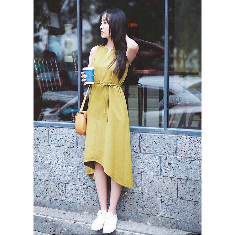 Đầm mila lệch tà 2 màu