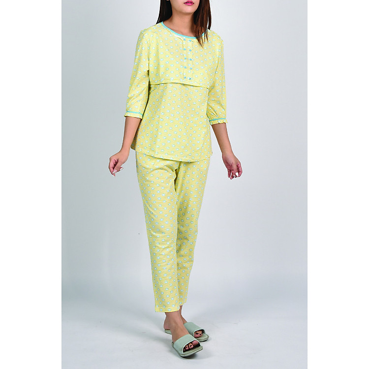 Bộ đồ mặc nhà xuân hè dài tay, quần dài( màu vàng)- WFS2890L