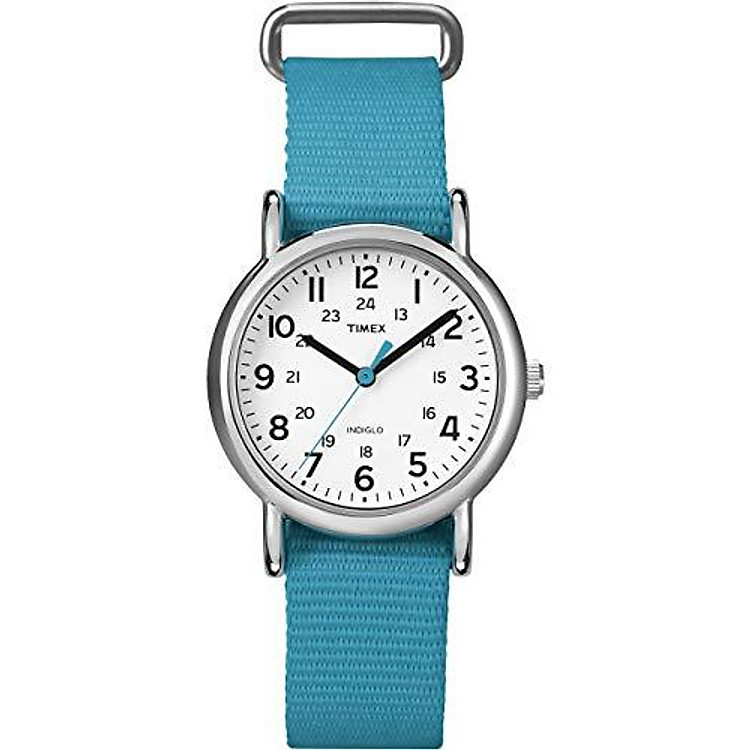Timex Women's T2P370 Weekender 31mm Blue Floral Nylon Slip-Thru Strap Watch
