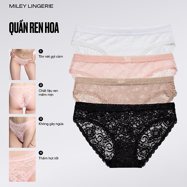 Bộ 4 quần lót nữ ren sexy Miley Lingerie FLS_06