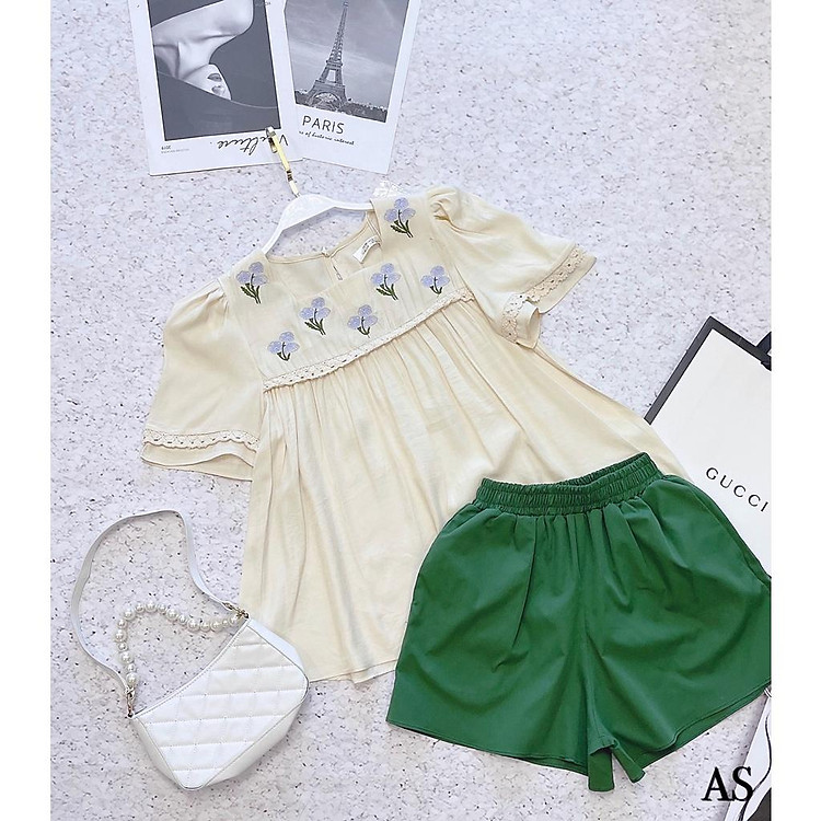 SET BỘ ĐŨI NỮ, ĐỒ BỘ ĐŨI NỮ ĐẸP ÁO BABYDOLL THÊU HOA QUẦN SÓC VẢI ĐẸP MÁT