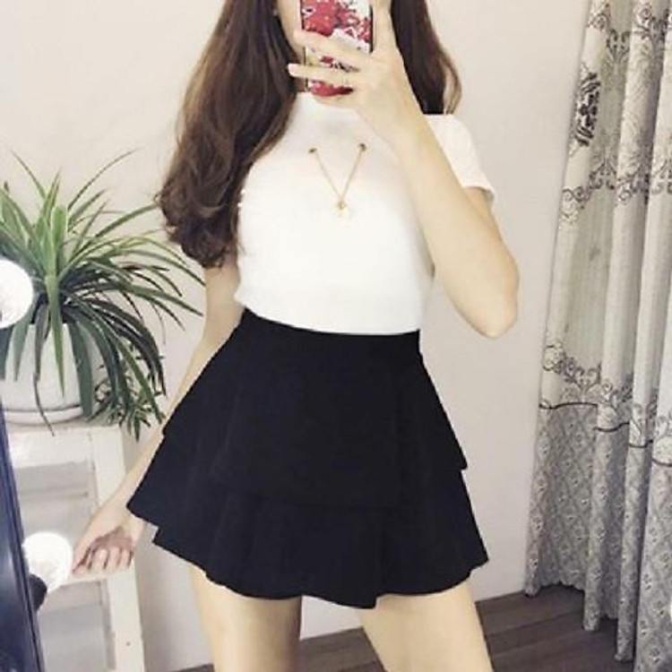 Chân váy xoè 2 tầng trẻ trung, duyên dáng