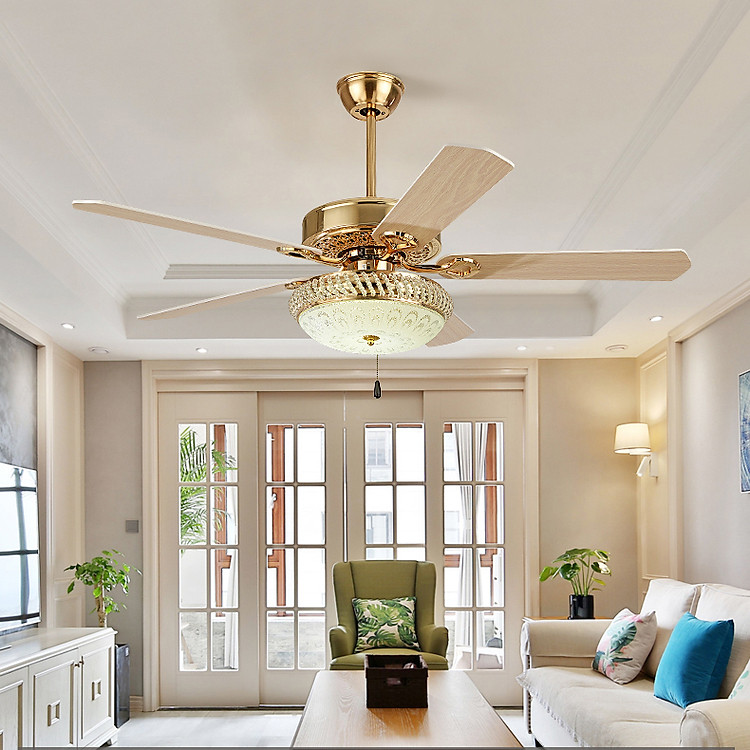 Quạt trần đèn trang trí cánh gỗ QAT025