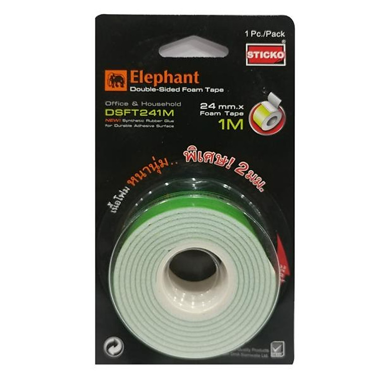Băng Keo Xốp 2 Mặt Elephant DSFT241M (24mm x 1m)