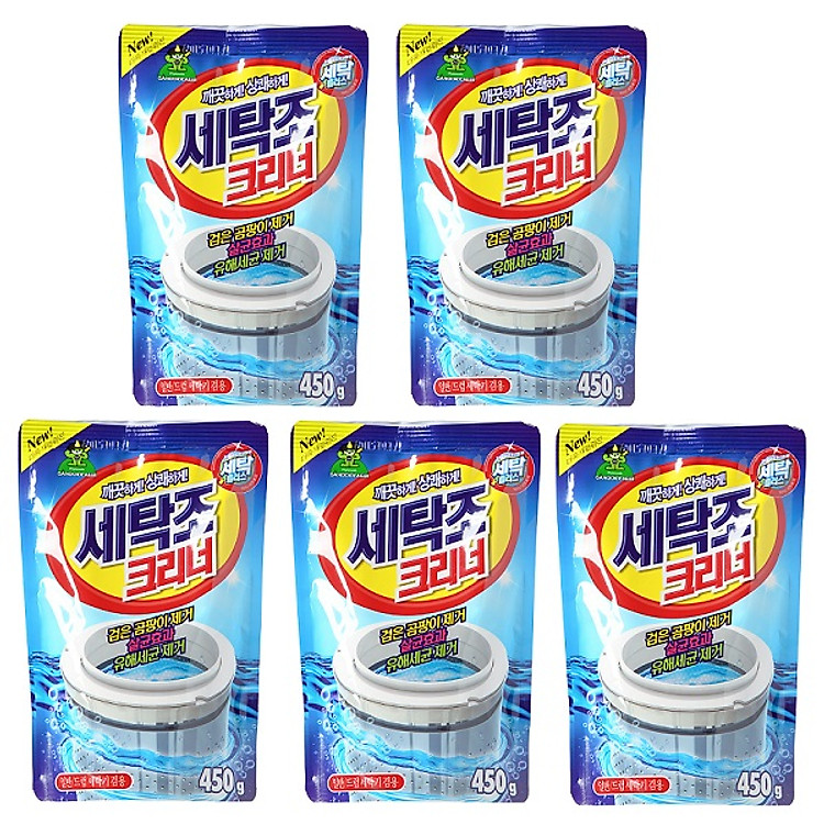 Bộ 5 gói bột tẩy lồng máy giặt Sandokkaebi Korea 450g