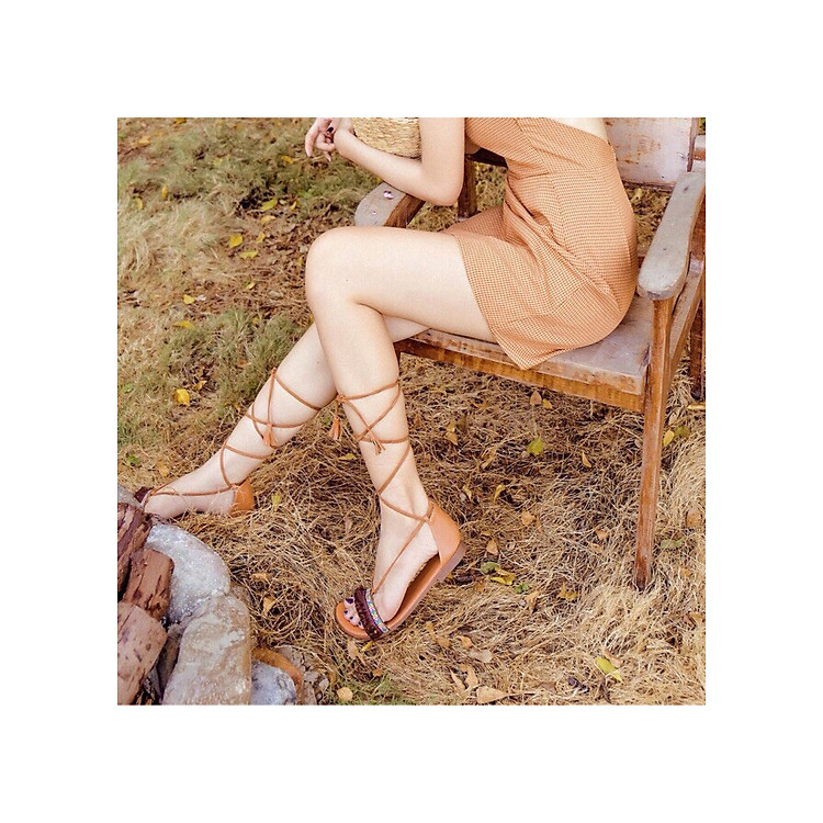 Giày Sandal Cột Dây Tua Rua