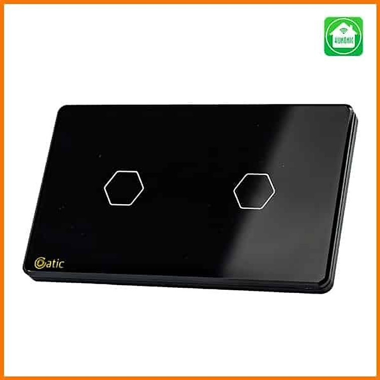 Công Tắc Hunonic Wifi Datic 2 Nút Ấn Chữ Nhật, Bật Tắt Từ Xa Trên Điện Thoại Và Ra Lệnh Giọng Nói