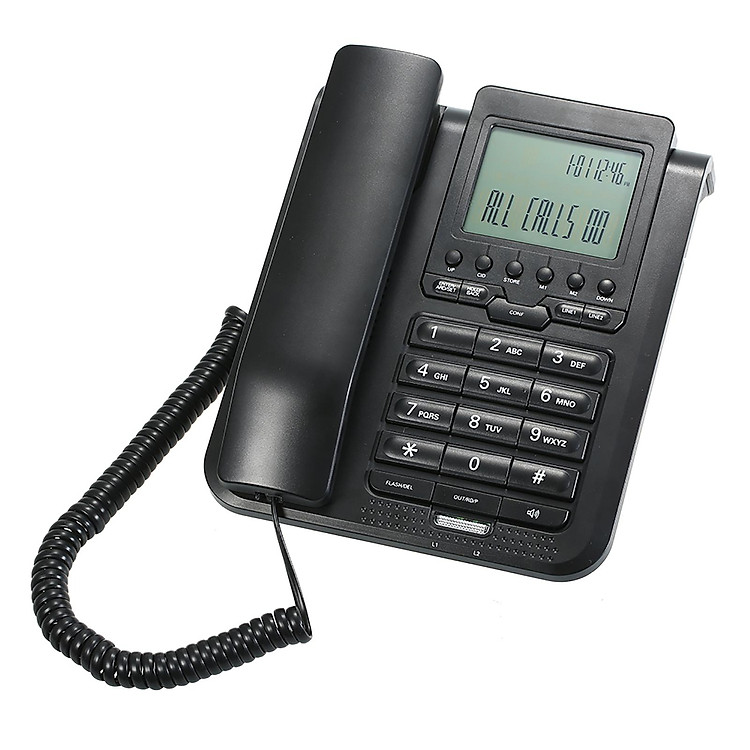 WS-4220 2-Line Digital Corded Telephone Desk Landline Phone with LCD Display Support 3-Way Conference Call