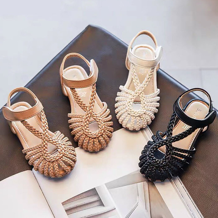 Dép sandal bé gái da mềm tết sam kiểu dáng thời trang duyên dáng full size cho bé 1 - 12 tuổi đi học đi chơi SG37