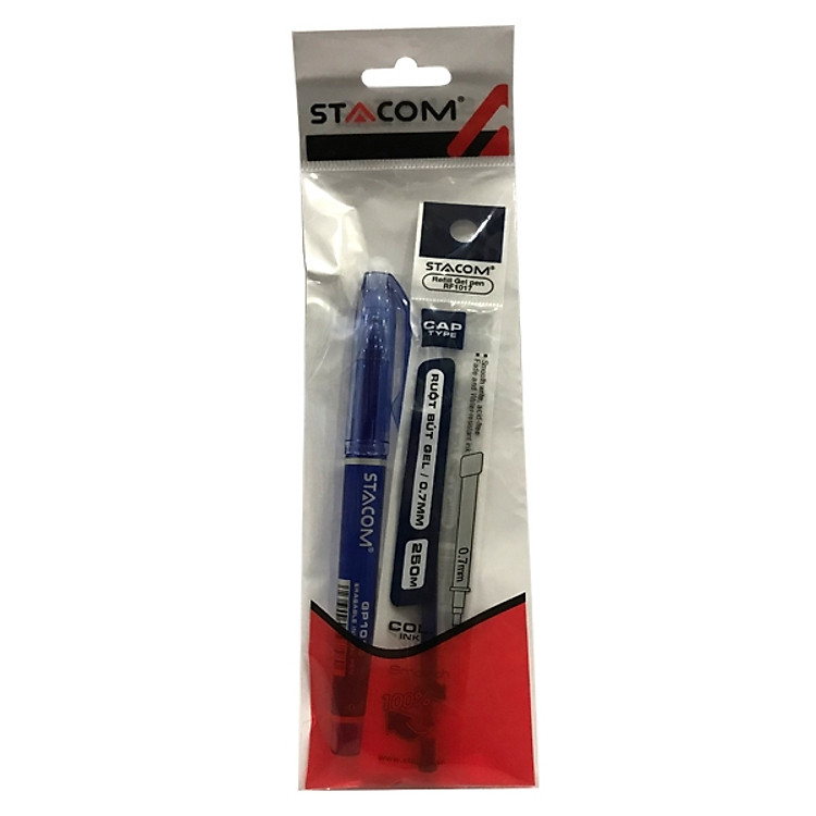 Bộ 2 Vỉ Bút Bi Mực Gel Xóa Được Nắp Đậy 0.7.Mm - Mực Xanh - VGP101E-C (Tặng 1 Ruột Bút Rf1017-C)