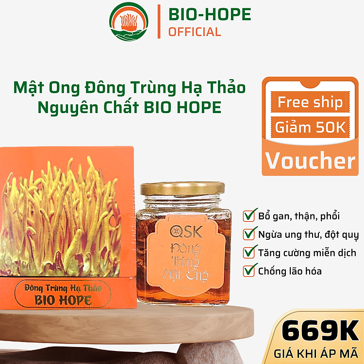 Đông Trùng Hạ Thảo Mật Ong Nguyên Chất BIO HOPE Tăng Cường Sức Khỏe, Chống Lão Hóa, Cải Thiện Chức Năng Của Tim, Gan, Thận, Phổi, Ngăn Ngừa Đột Quỵ