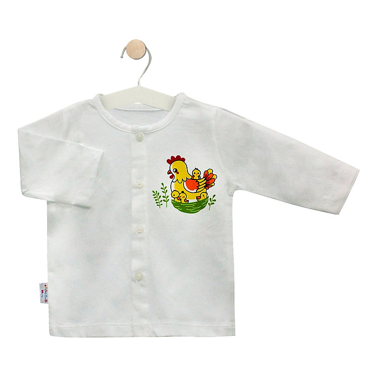 Áo cài giữa trắng tay dài 0001 (hình in ngẫu nhiên) - HELLO B&B