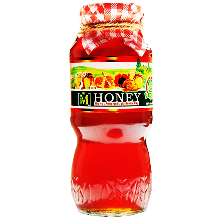 Mật ong nguyên chất 100% Mhoney - 200ml chai thủy tinh hoa văn sang trọng