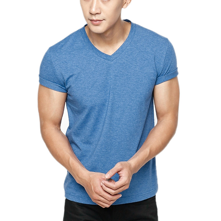 Áo Thun T-shirt Nam Cổ Tim (Xanh Dương)