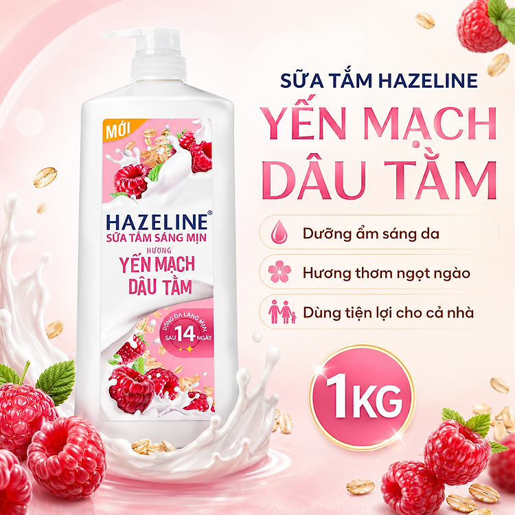 Sữa Tắm Hazeline Dưỡng Ẩm Sáng Da Chính Hãng Hương Thơm Dễ Chịu – Chai 1kg / Túi 900g