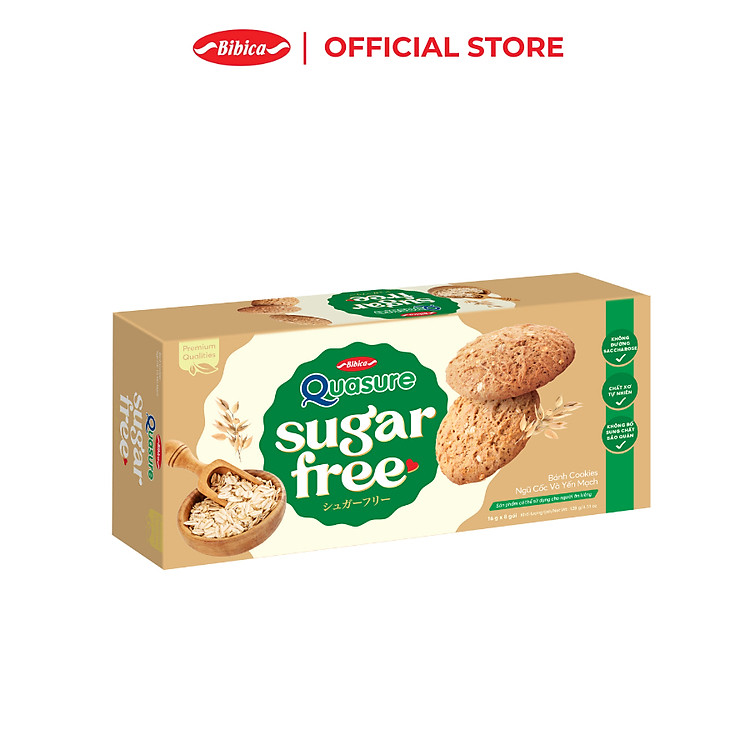 Combo 2 Bánh Quasure SugarFree Cookies Bibica 128g