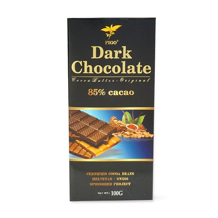 Kẹo Socola đen đắng 85% cacao Figo 100gram
