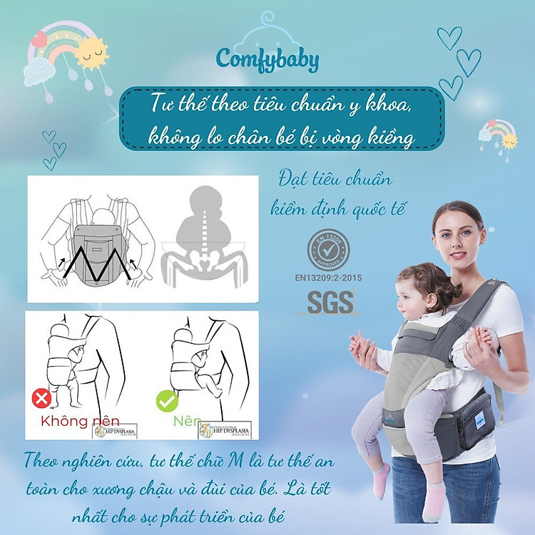Mua Địu ngồi cao cấp Comfybaby CF818 Chính hãng Ưu đãi - Hình ảnh 5