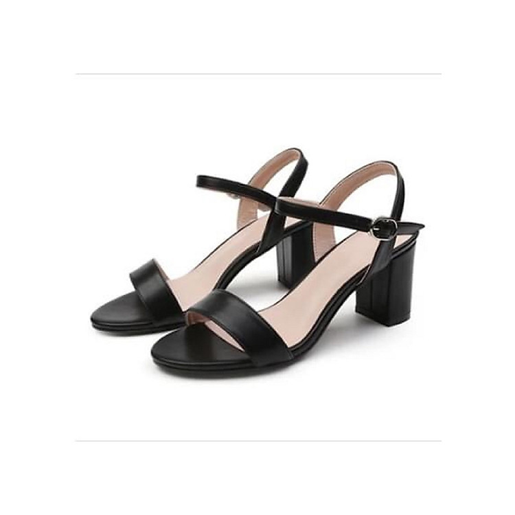 Giày Sandal Nữ Đẹp Da Lì Hở Mũi Quai Hậu Đế Vuông 7P Bản Ngang Công Sở Phong Cách Hàn Quốc.