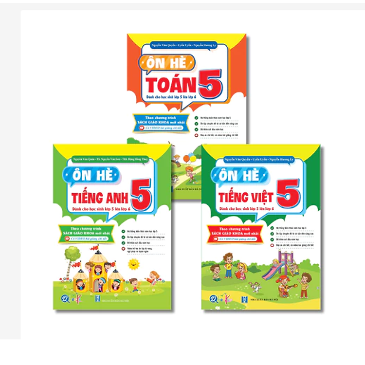 Combo Ôn Hè Toán, Tiếng Việt và Tiếng Anh Lớp 5 (3 cuốn)