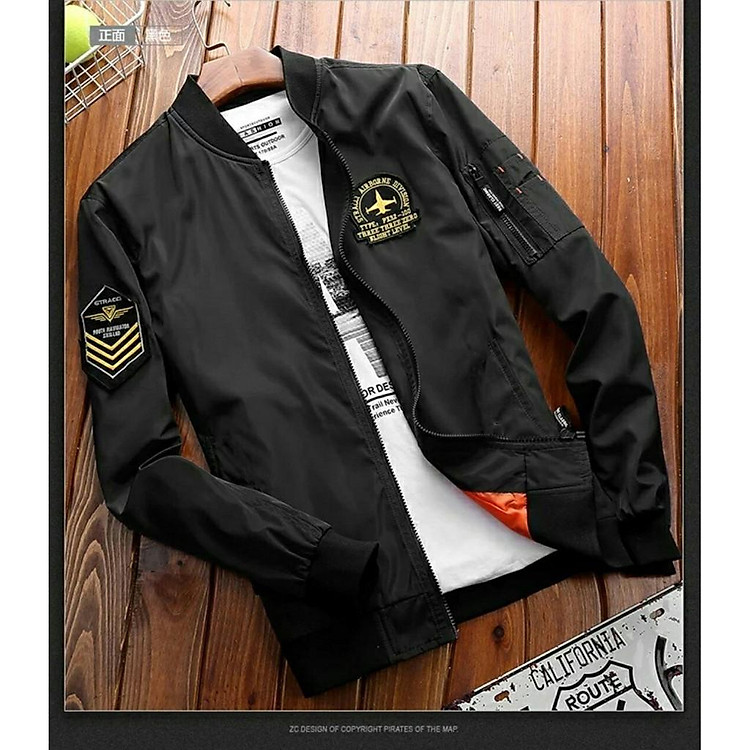 Áo khoác kaki nam thêu logo ngực và tay, túi khóa phối tay hàng đẹp bao chất - M093