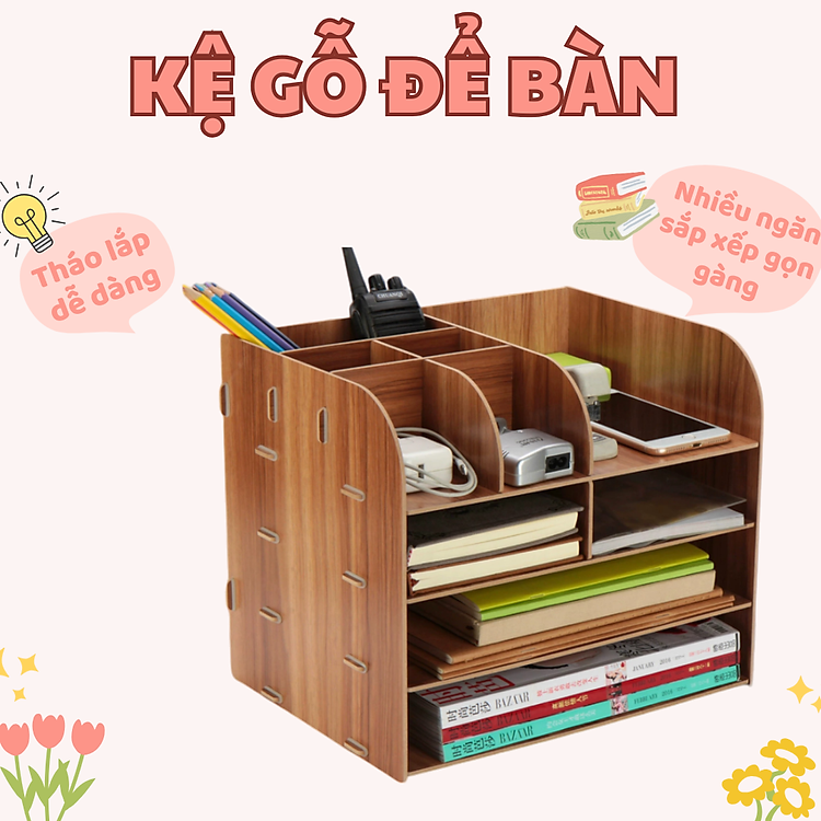 Kệ gỗ để bàn kết hợp đựng tài liệu