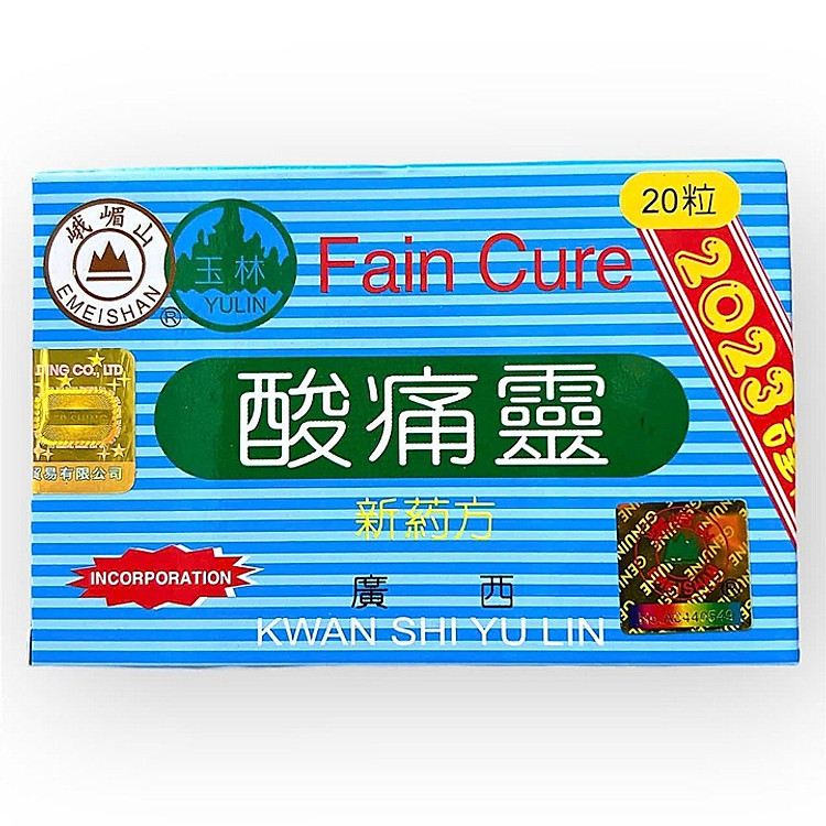 Viên uống hỗ trợ đau nhức xương khớp Toan thống linh FAIN CURE KWAN SHI YU LIN - Hộp 20 viên - Xuất xứ Trung Quốc - Mã số 1544