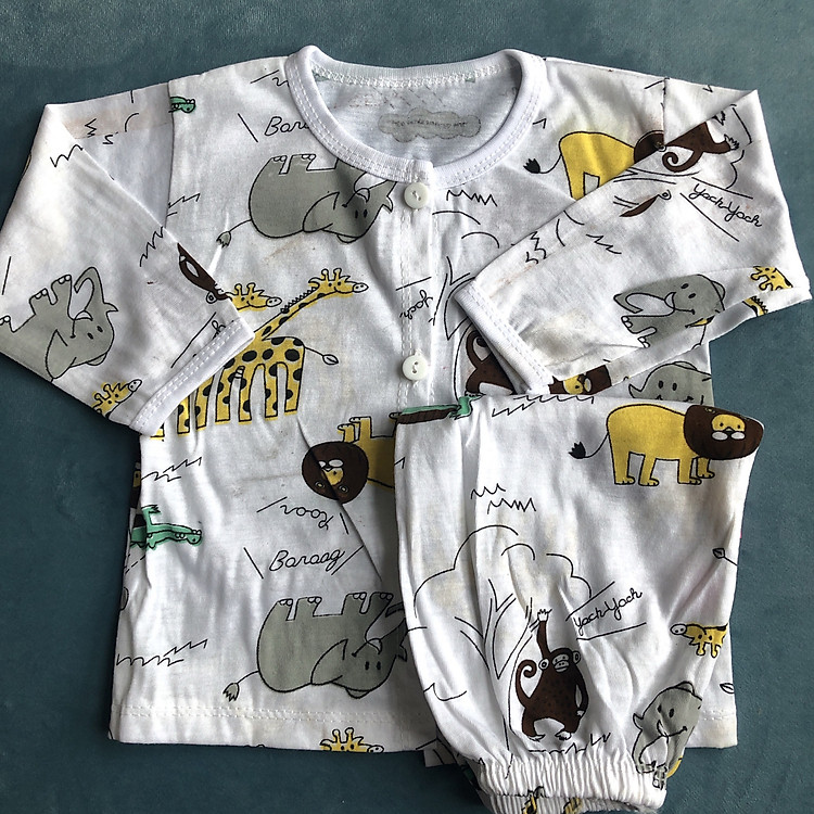 Đồ bộ thun cotton điều hòa dài tay cho bé trai bé gái (Giao ngẫu nhiên trai / gái)