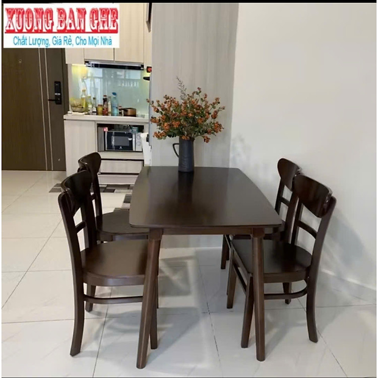 Free ship Bộ bàn ăn mango ghế mặt gỗ 1m2 4 ghế. HCM Biên Hòa Bình Dương