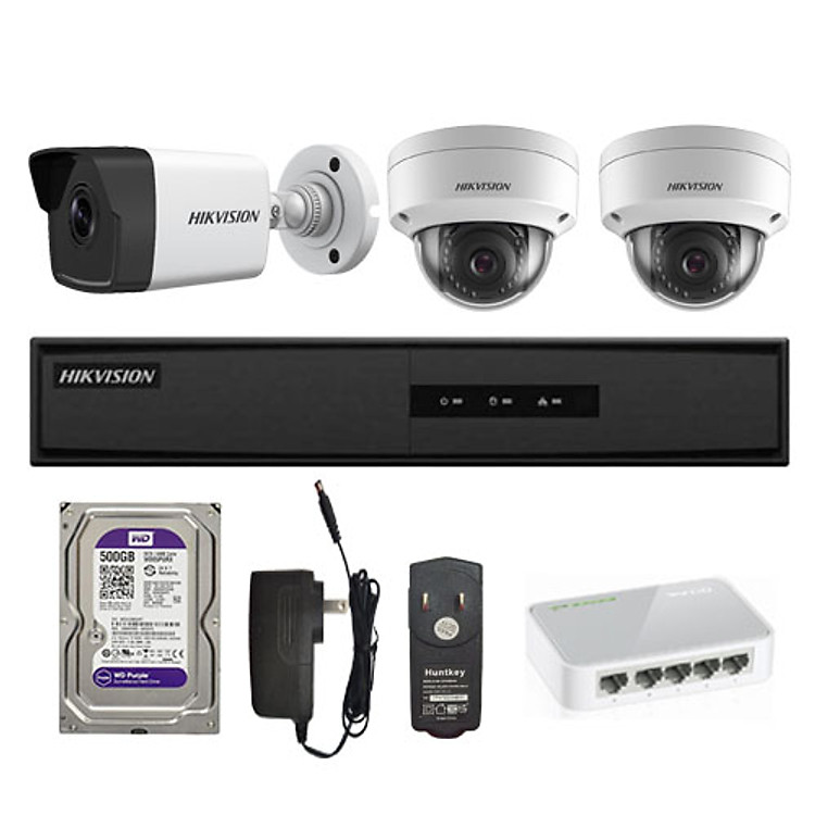 Trọn bộ 3 Camera IP 2MP HIKVISION - Hàng chính hãng