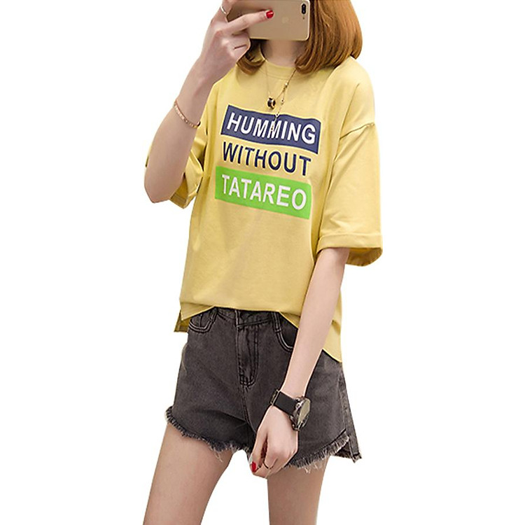 Áo thun nữ form rộng humming phong cách d411 T&D màu vàng