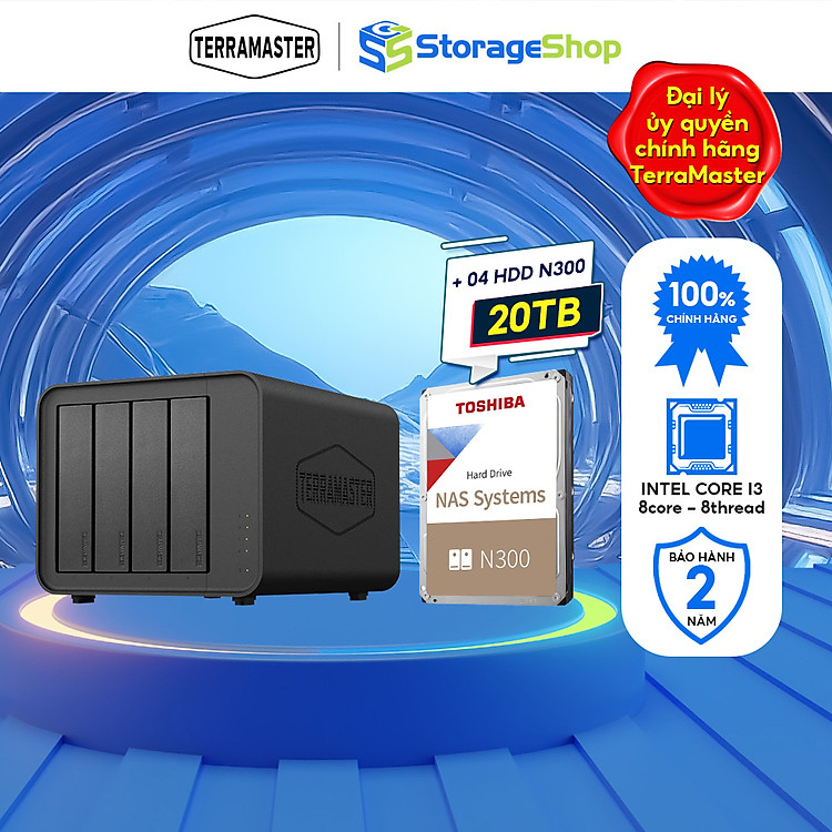 Combo bộ thiết bị lưu trữ NAS TerraMaster F4-424 Pro kèm 1 ổ cứng NAS N300 3.5inch 24/7 Hàng chính hãng