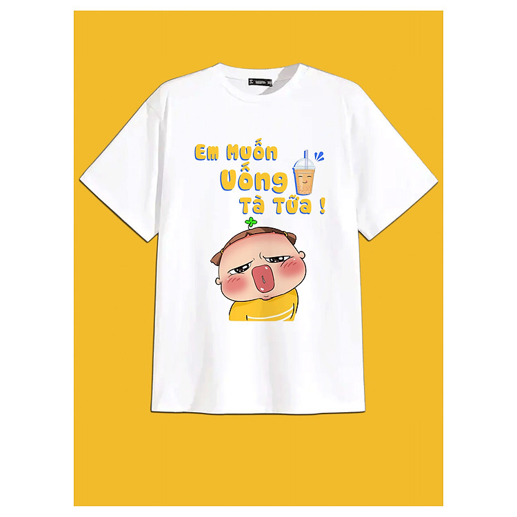 Áo Thun Em Muốn Uống Trà Sữa Version Quỳnh AKA Siêu Dễ Thương