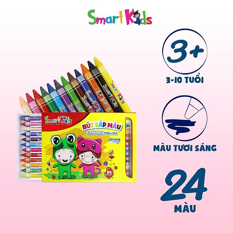 Sáp màu Smartkids FROG & CAT (24 màu)