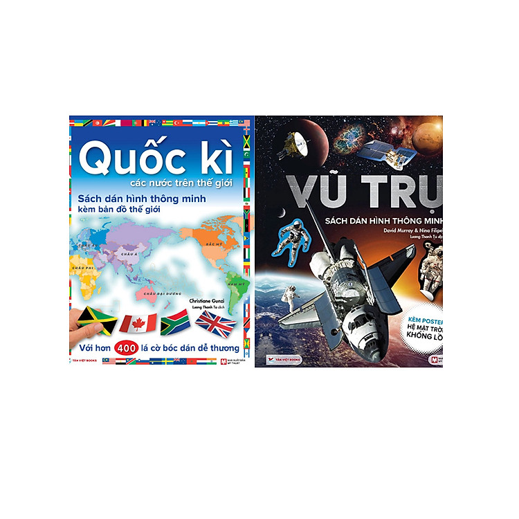 Combo Sách Dán Hình Thông Minh: Quốc Kì Các Nước Trên Thế Giới - Kèm B.ả.n Đ.ồ T.h.ế G.i.ớ.i + Vũ Trụ - Kèm Poster Hệ Mặt Trời Khổng Lồ (Bộ 2 Cuốn) _TV