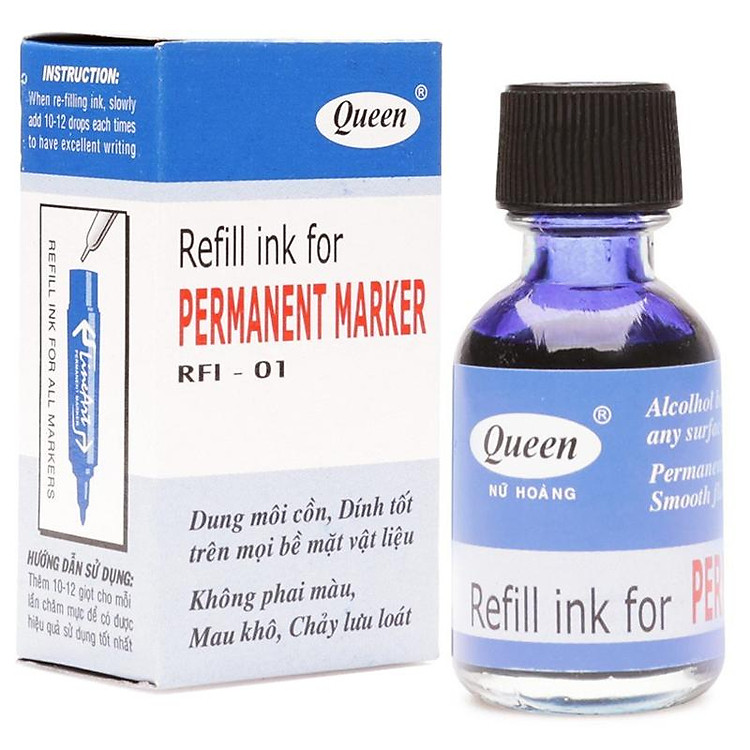 Mực Bút Lông Dầu Queen RFI-01 - Màu Xanh - Ảnh 4