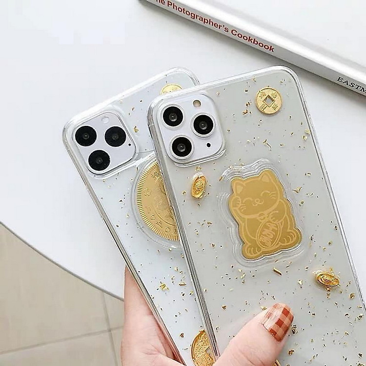 Bộ 5 Miếng Dán Điện Thoại Mèo Thần Tài, Quà Tặng Bạn Bè, Người Thân Ngày Tết