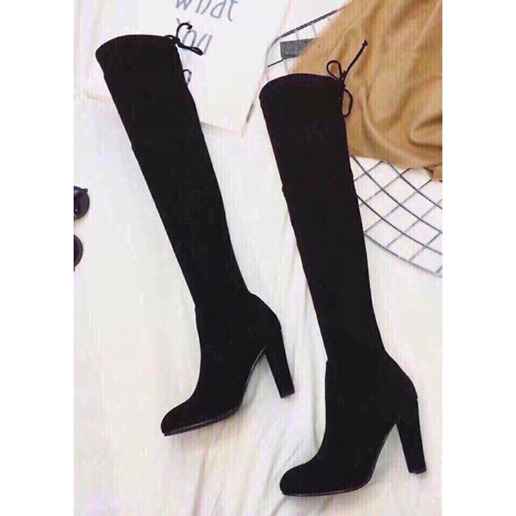 Boot đùi gót nhọn dây buộc sau