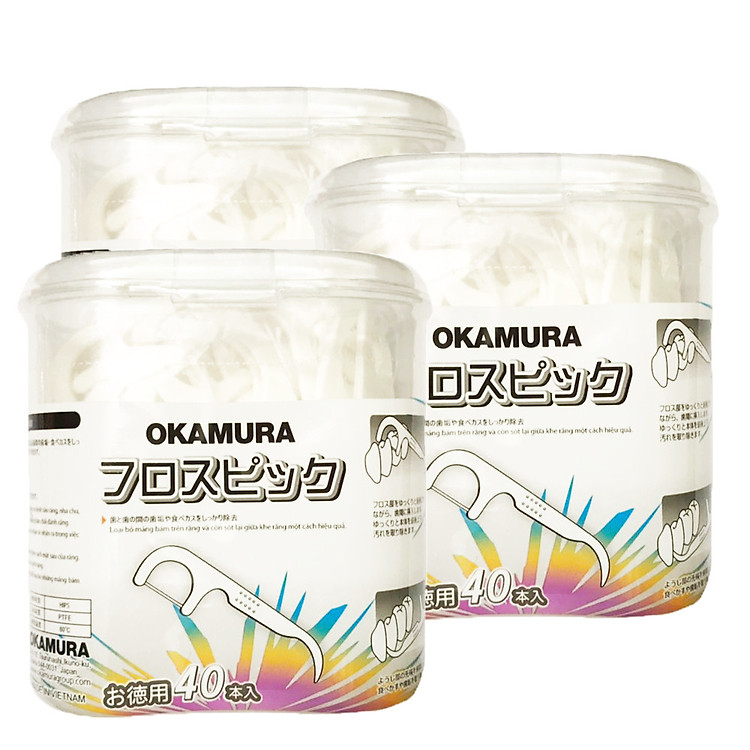 Combo 3 Hộp Tăm Cung chỉ nha khoa Okamura 40P (Hộp 40 cây *3)