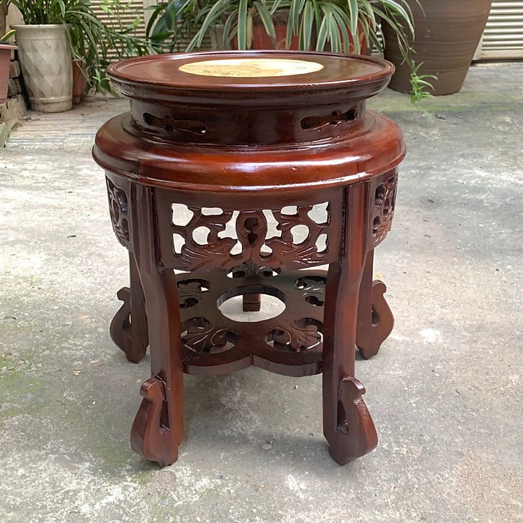 đôn gỗ tròn kê tượng - bình hoa 40cm