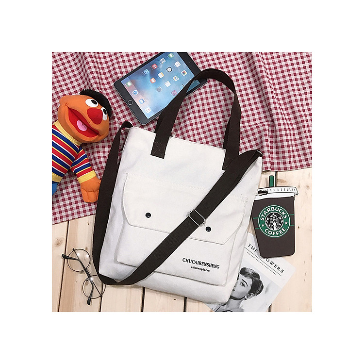 Túi Vải Hàn Quốc Đeo Chéo , Đeo Vai Khóa Nam Châm Chuca Nhiều Ngăn Tiện Lợi Đi Học Đi Chơi - TH023