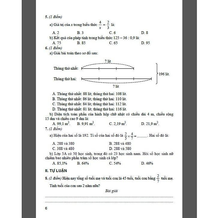 Bộ Đề Kiểm Tra Môn Toán Lớp 5 - Tập 2 - Ảnh 6