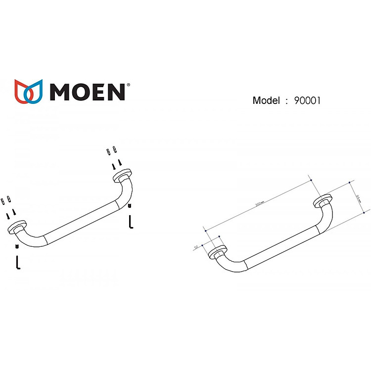 Thanh tay vịn inox 30cm Moen Chính hãng Giá rẻ - Hình ảnh 3