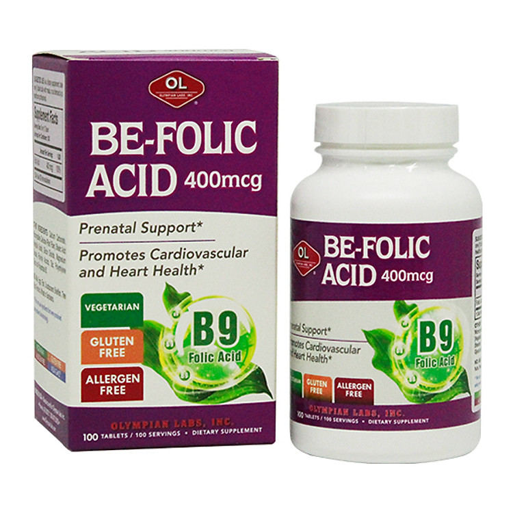 Viên Uống Olympian Labs Be Folic Acid Bổ Sung Vitamin, Tăng Cường Sức Khoẻ Cho Bà Bầu